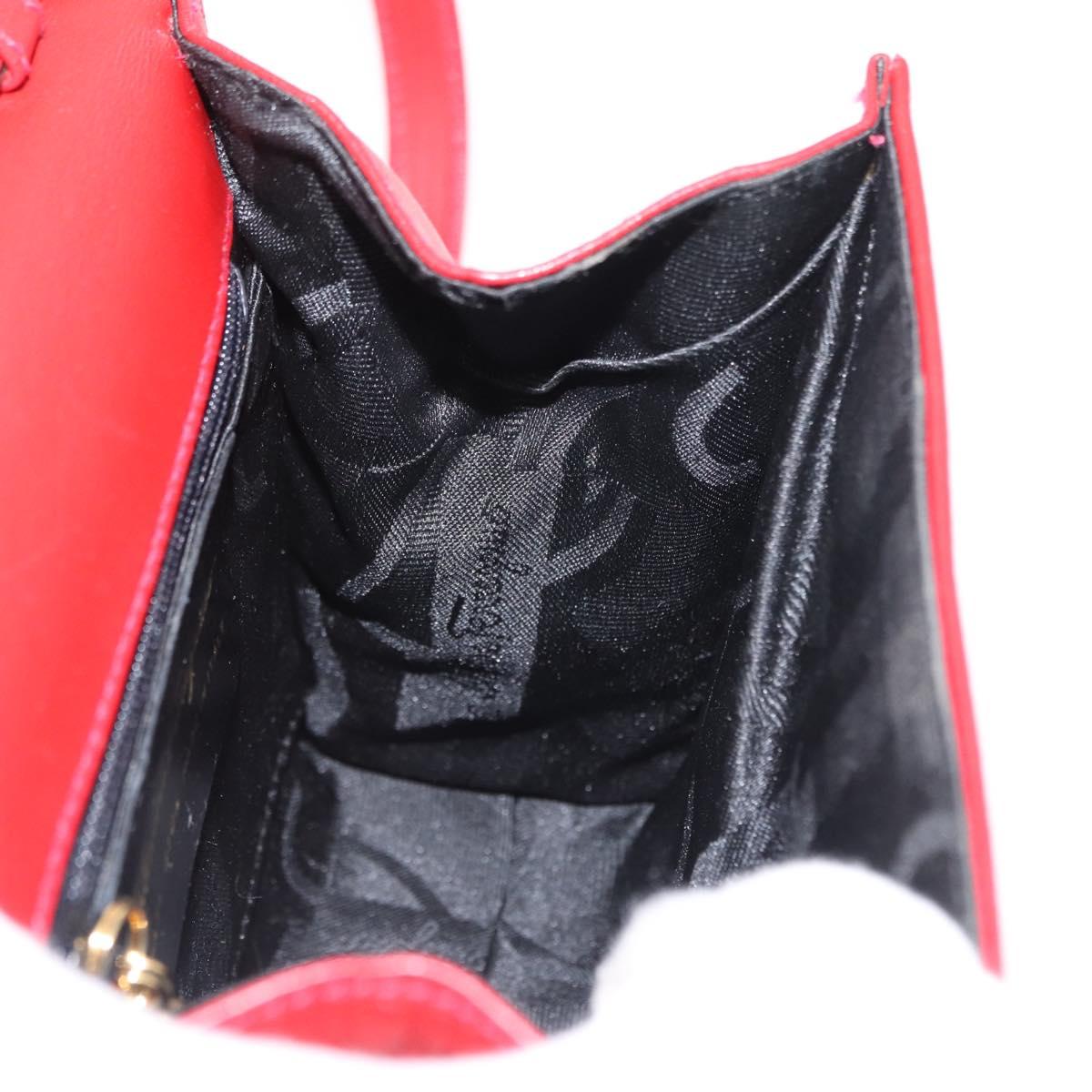 Salvatore Ferragamo Vala Hand Bag Leather 2way Red Gold Auth 162854