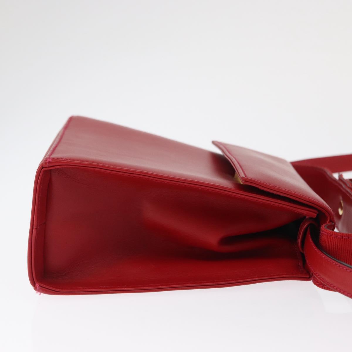 Salvatore Ferragamo Vala Hand Bag Leather 2way Red Gold Auth 162854
