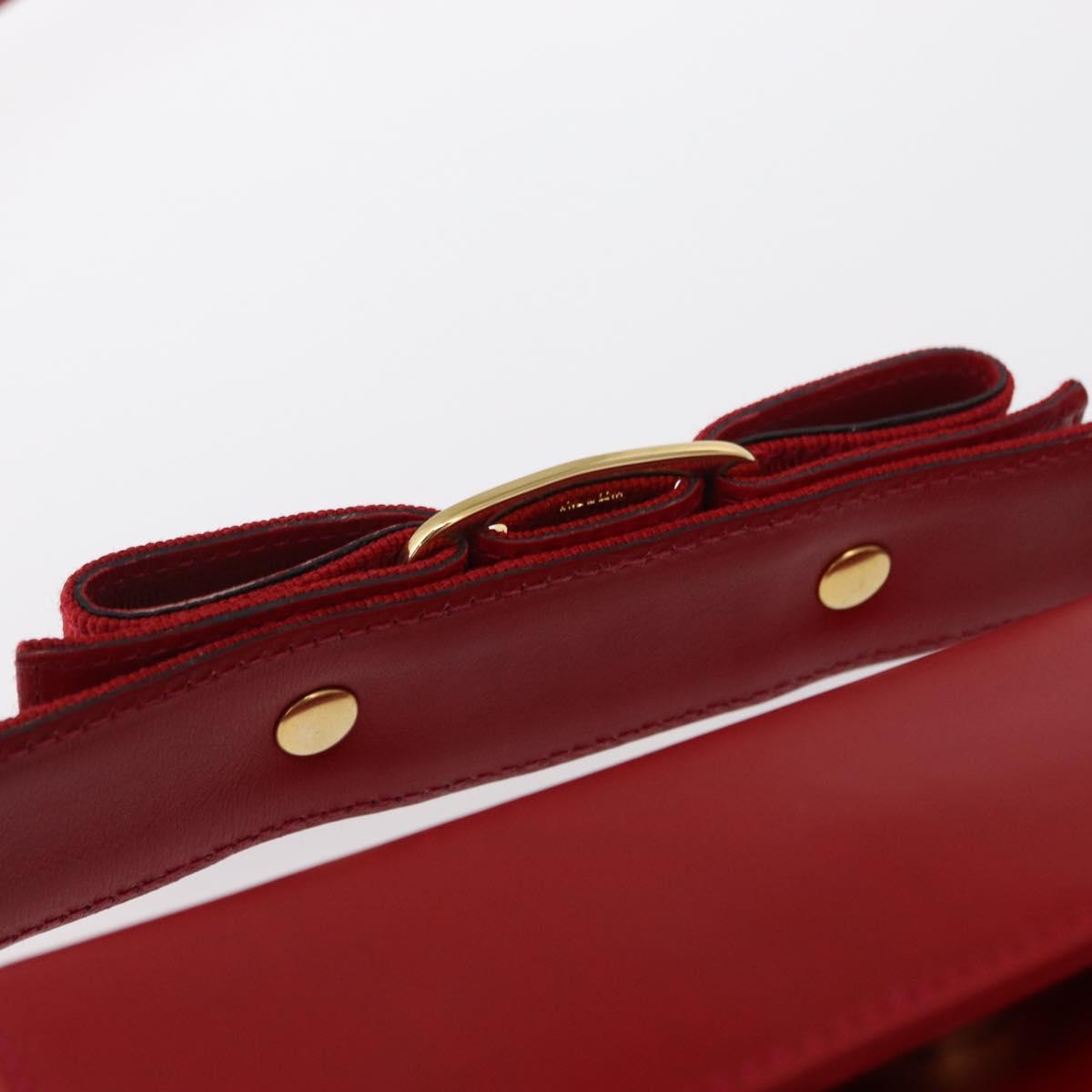 Salvatore Ferragamo Vala Hand Bag Leather 2way Red Gold Auth 162854