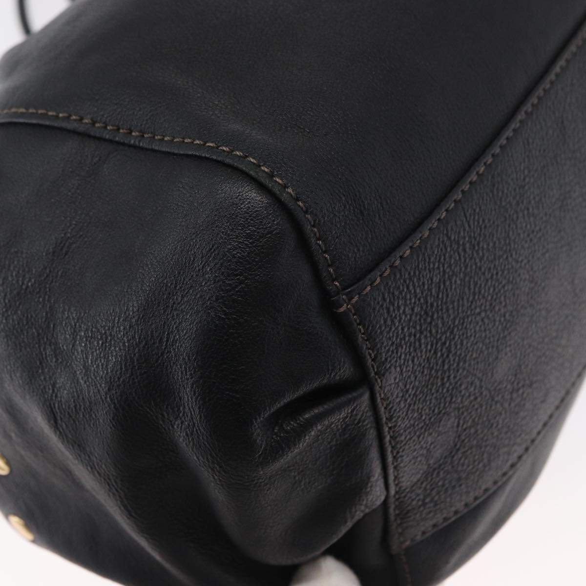 BURBERRY Blue Label Shoulder Bag Leather Black Gold Auth 162856