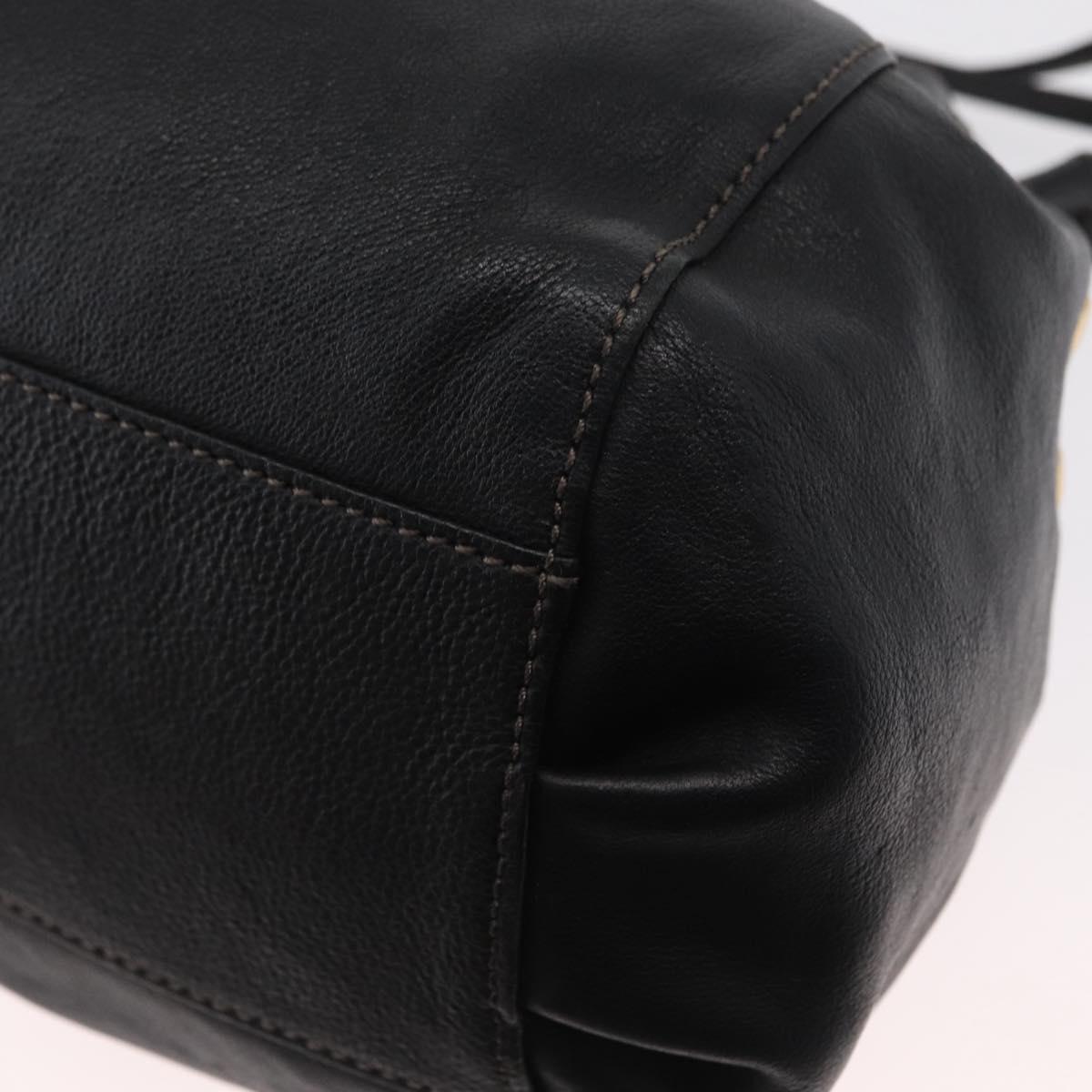 BURBERRY Blue Label Shoulder Bag Leather Black Gold Auth 162856