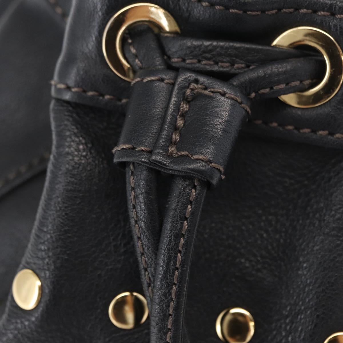 BURBERRY Blue Label Shoulder Bag Leather Black Gold Auth 162856