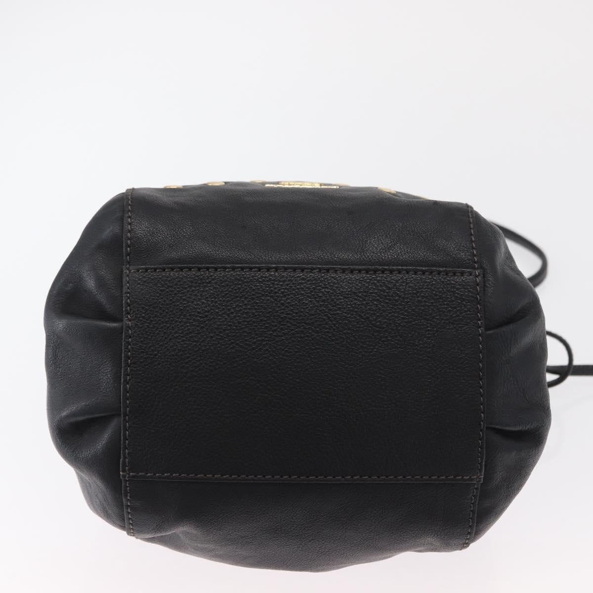 BURBERRY Blue Label Shoulder Bag Leather Black Gold Auth 162856