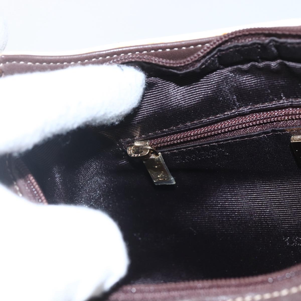 LOEWE Shoulder Bag Leather White Gold Auth 162858