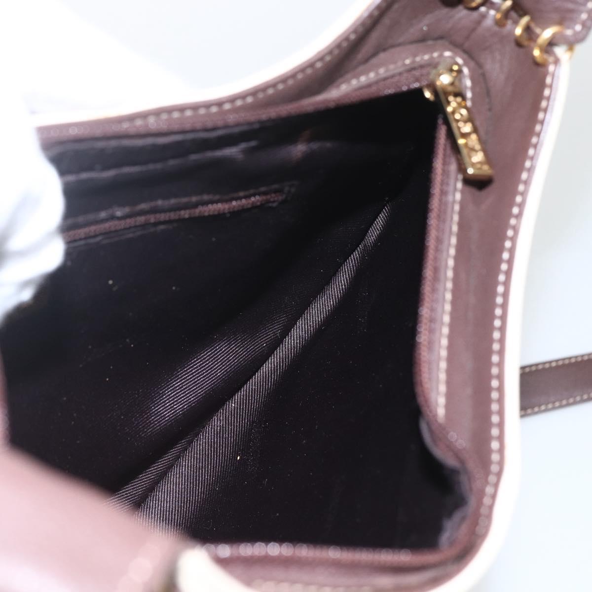 LOEWE Shoulder Bag Leather White Gold Auth 162858