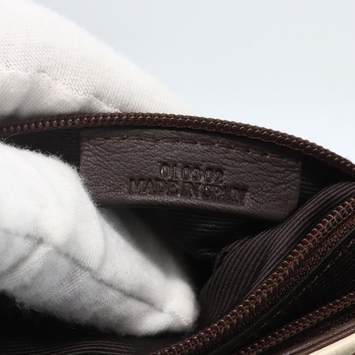 LOEWE Shoulder Bag Leather White Gold Auth 162858