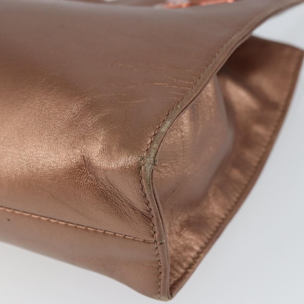 LOEWE Shoulder Bag Leather Brown Gold Auth 162859