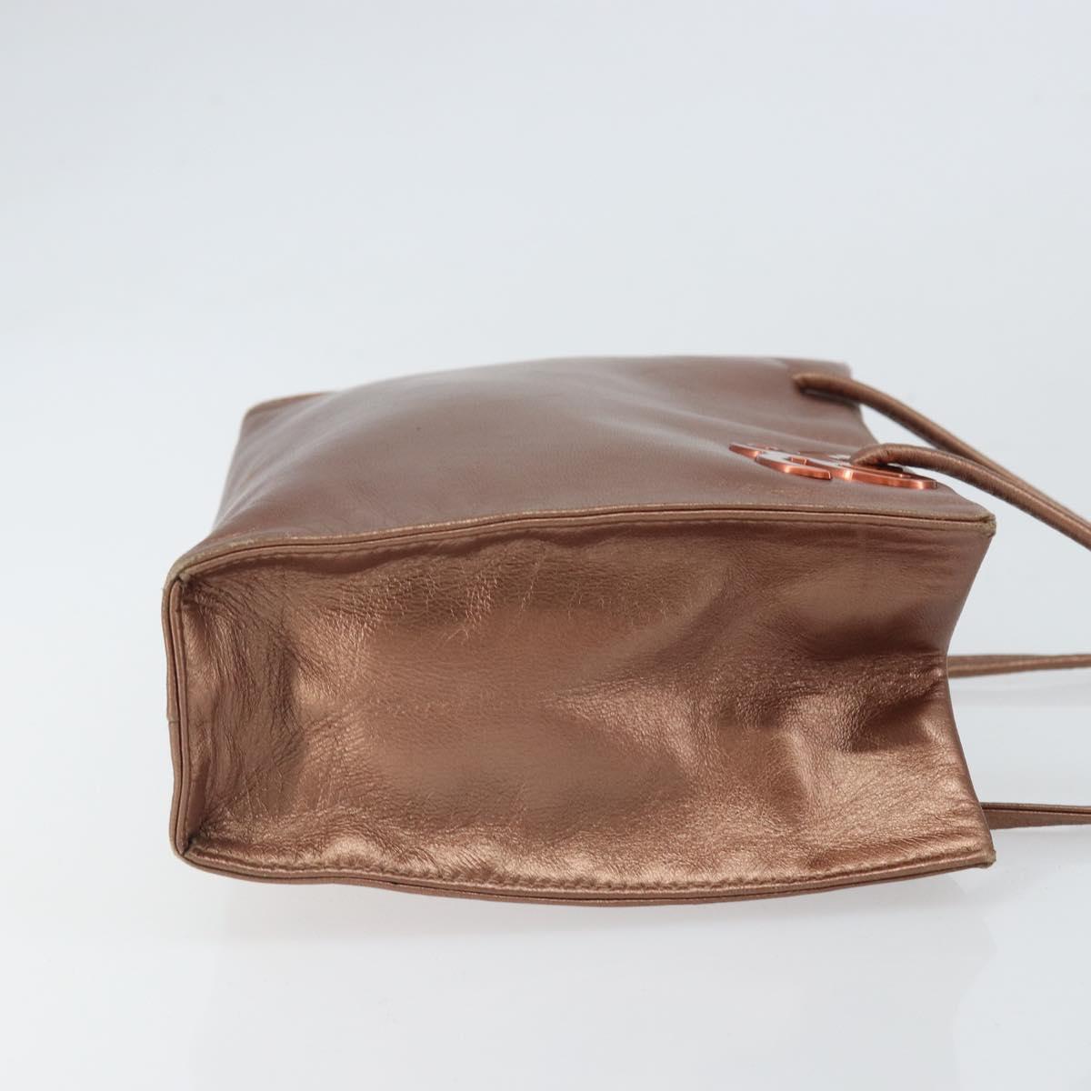 LOEWE Shoulder Bag Leather Brown Gold Auth 162859