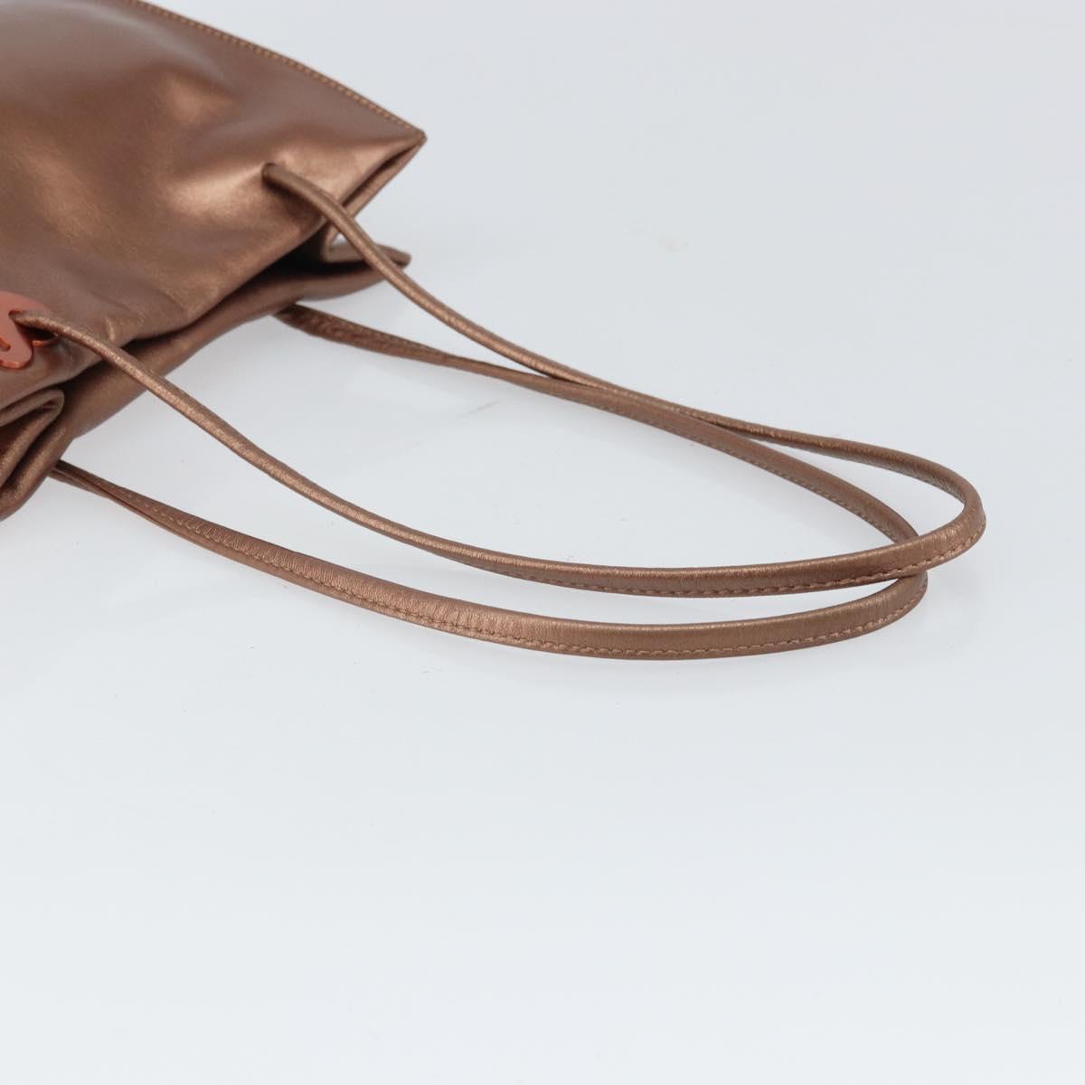 LOEWE Shoulder Bag Leather Brown Gold Auth 162859