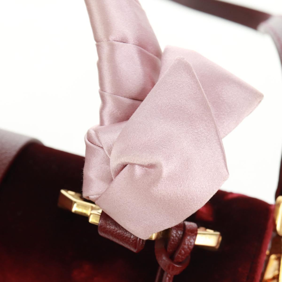 Miu Miu Hand Bag Velor 2way Red Gold Auth 162863SAV