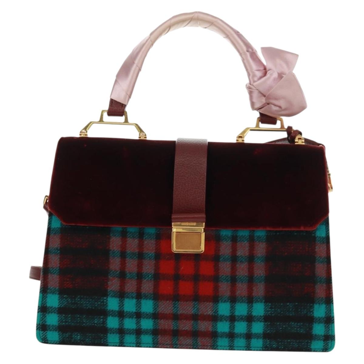 Miu Miu Hand Bag Velor 2way Red Gold Auth 162863SAV
