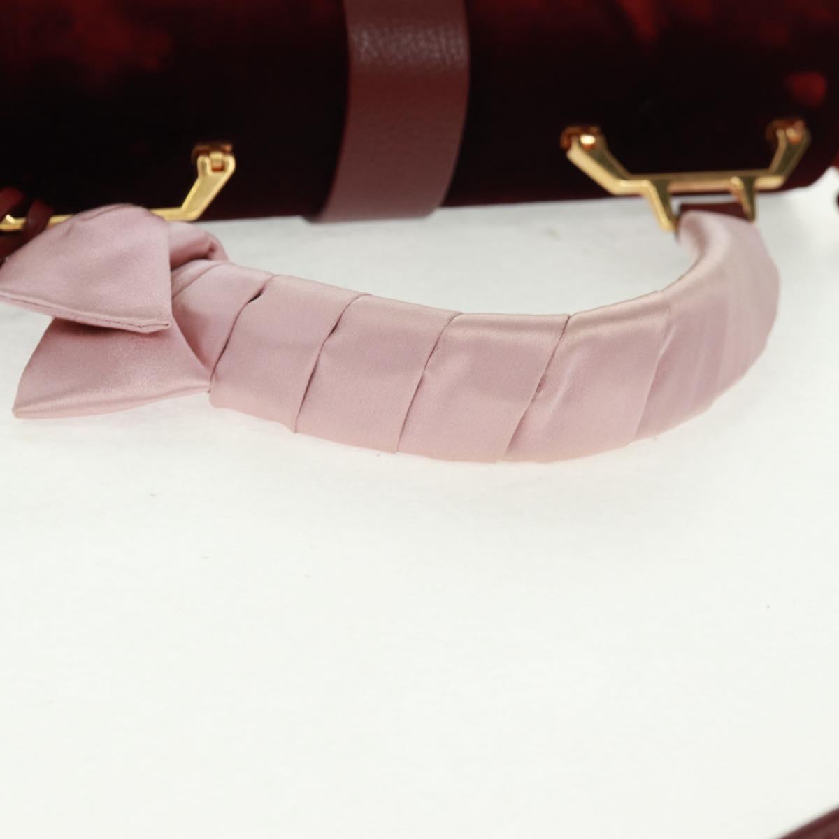 Miu Miu Hand Bag Velor 2way Red Gold Auth 162863SAV