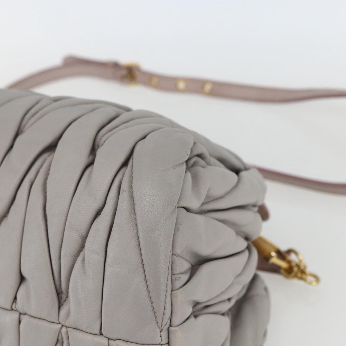 Miu Miu Matelasse Shoulder Bag Leather Gray Gold Auth 162864
