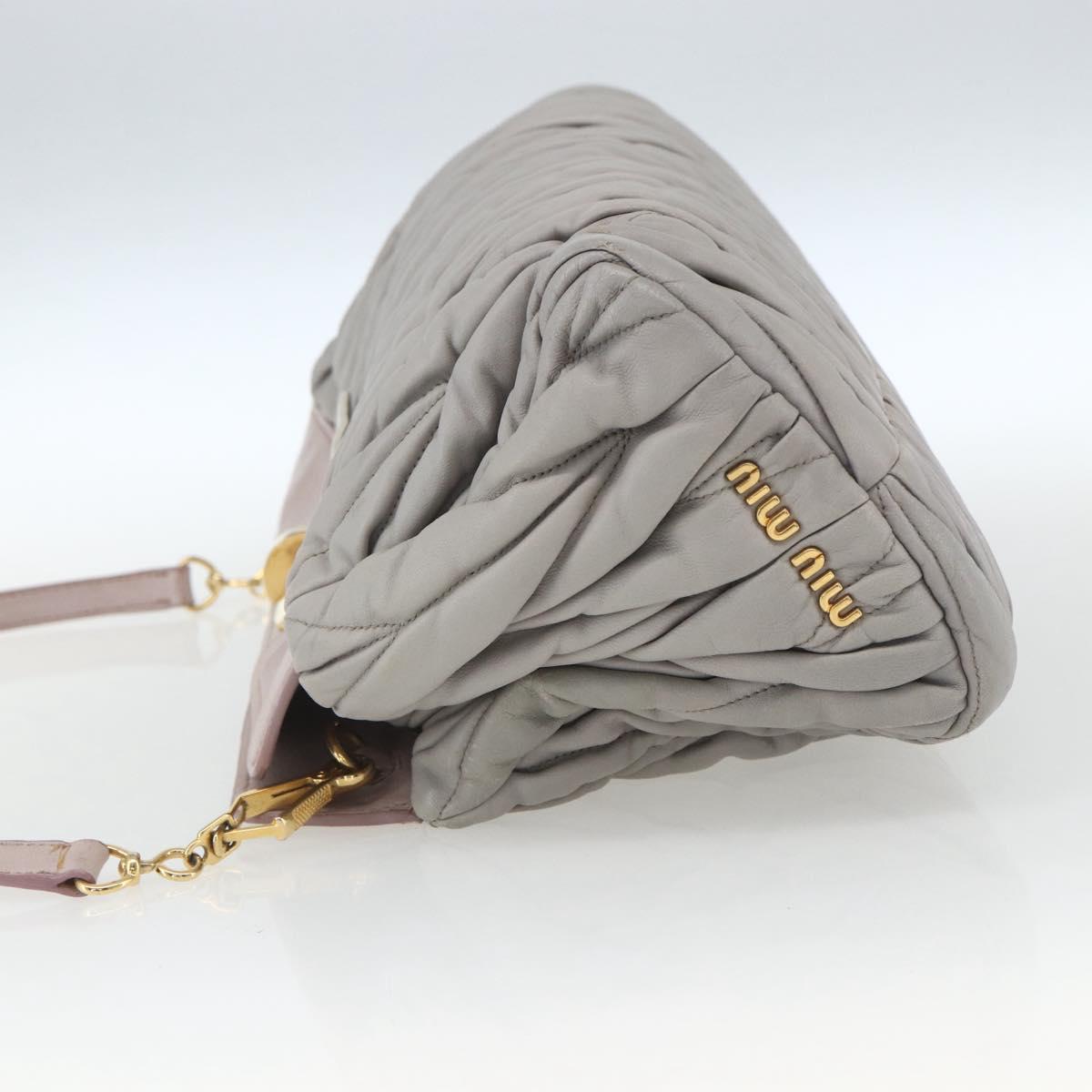 Miu Miu Matelasse Shoulder Bag Leather Gray Gold Auth 162864