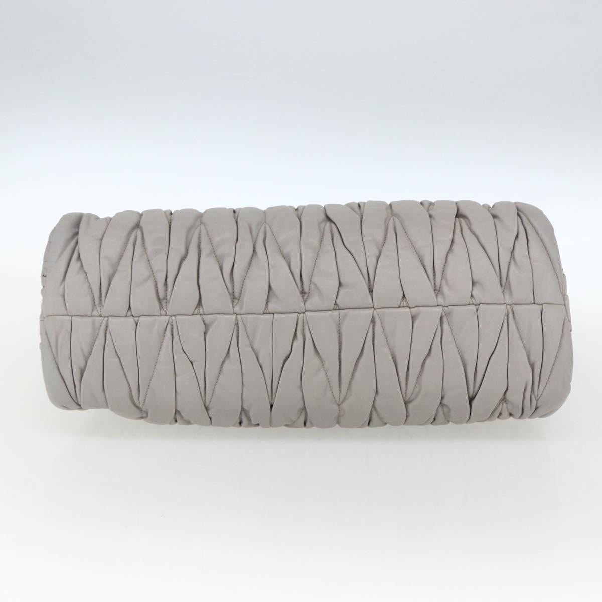 Miu Miu Matelasse Shoulder Bag Leather Gray Gold Auth 162864