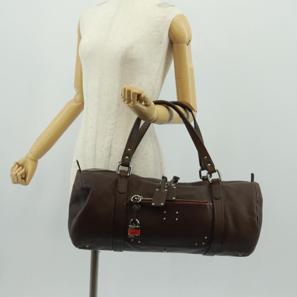 Chloe Mr Paddington Hand Bag Leather Brown Silver Auth 162866V