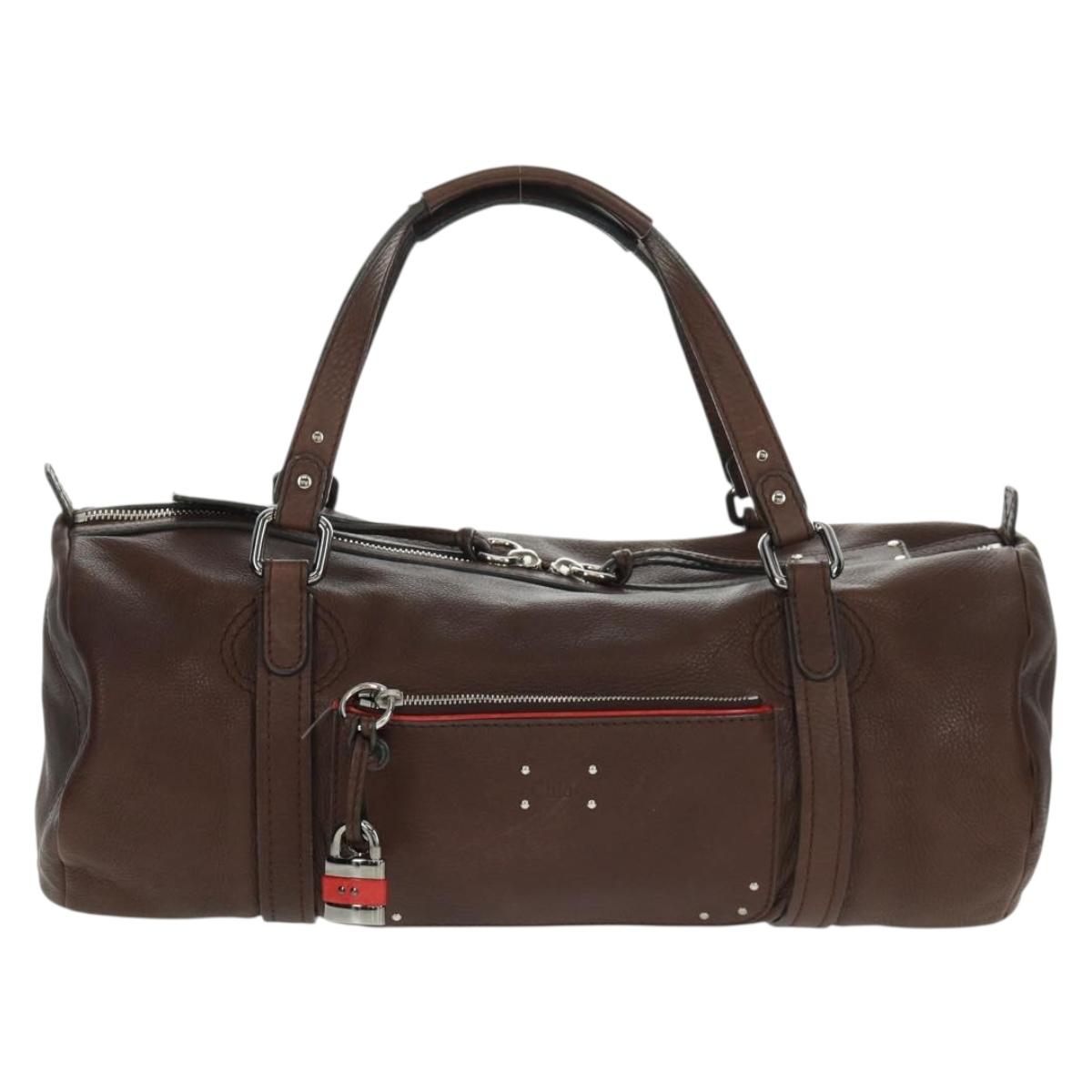 Chloe Mr Paddington Hand Bag Leather Brown Silver Auth 162866V