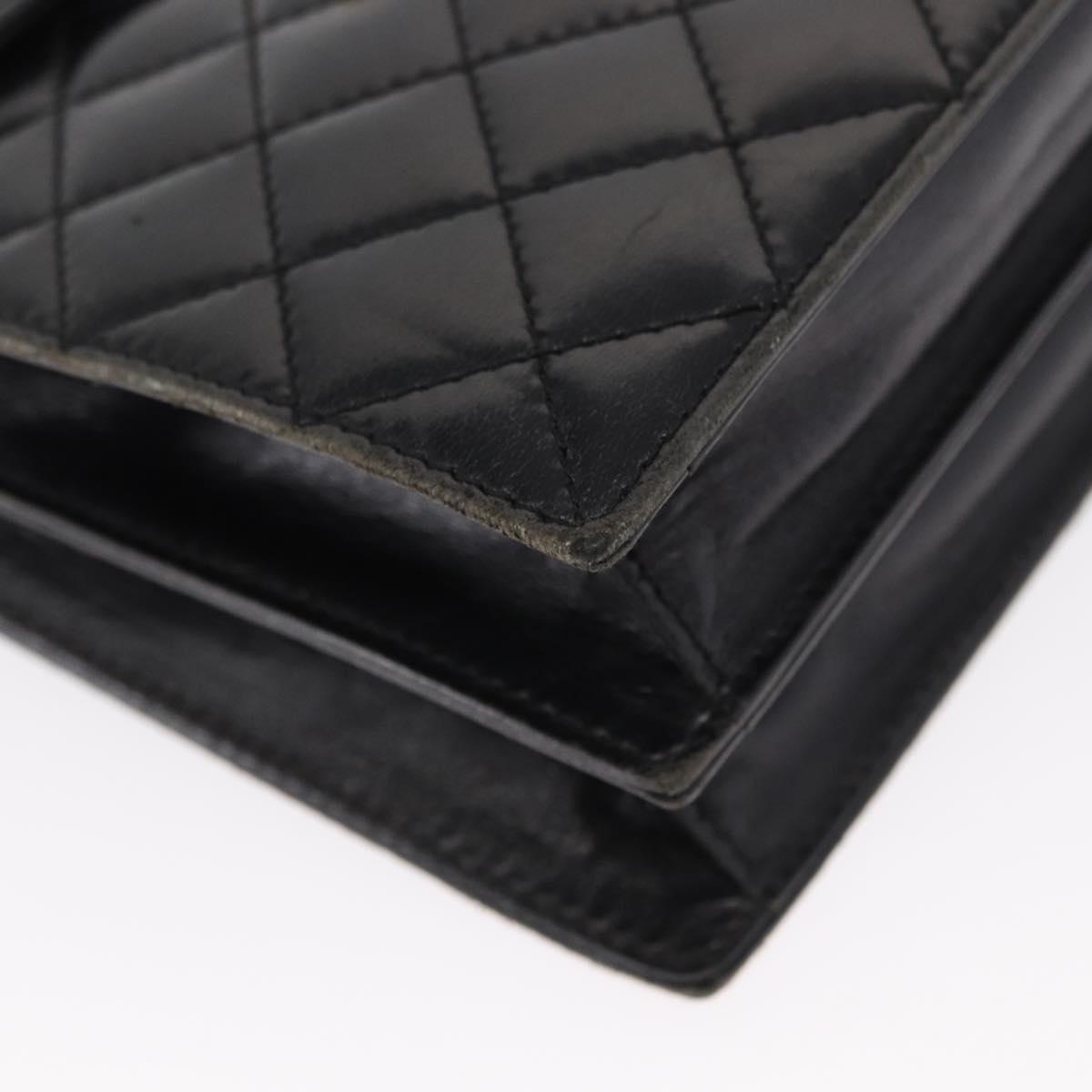 SAINT LAURENT Shoulder Bag Leather Black Gold Auth 162867