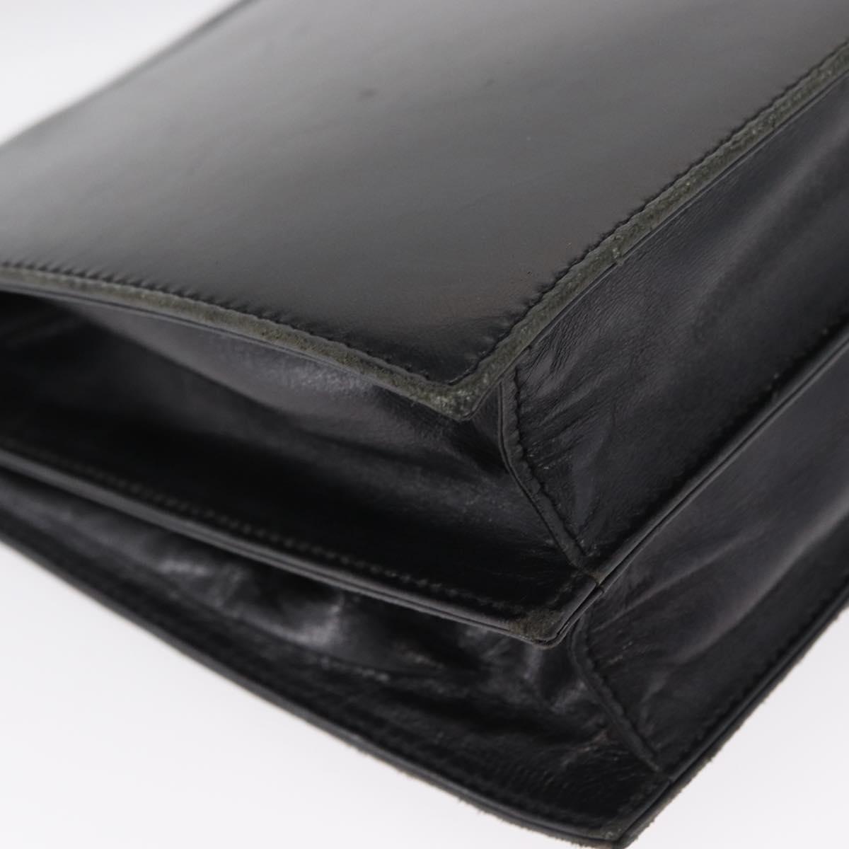 SAINT LAURENT Shoulder Bag Leather Black Gold Auth 162867