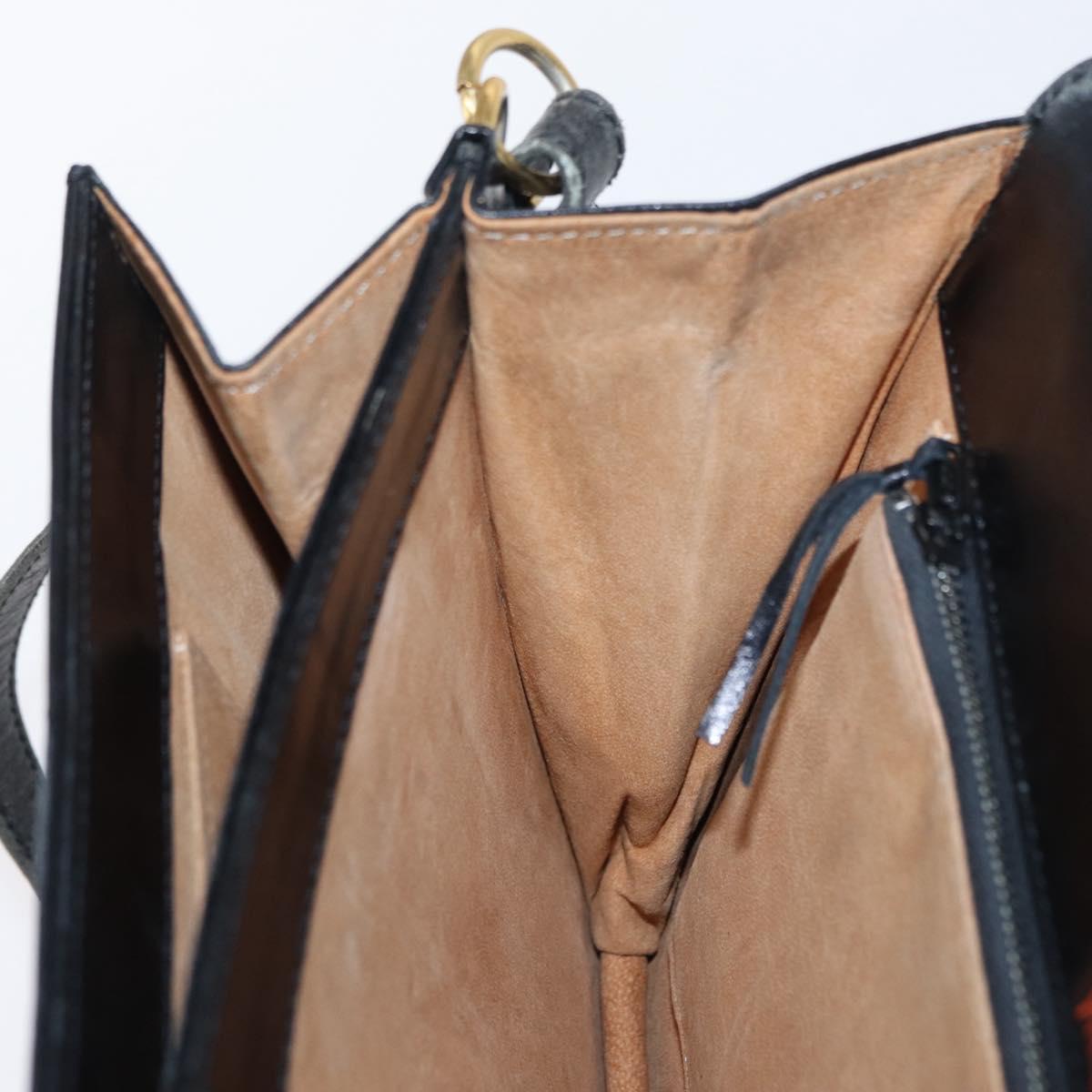 SAINT LAURENT Shoulder Bag Leather Black Gold Auth 162867