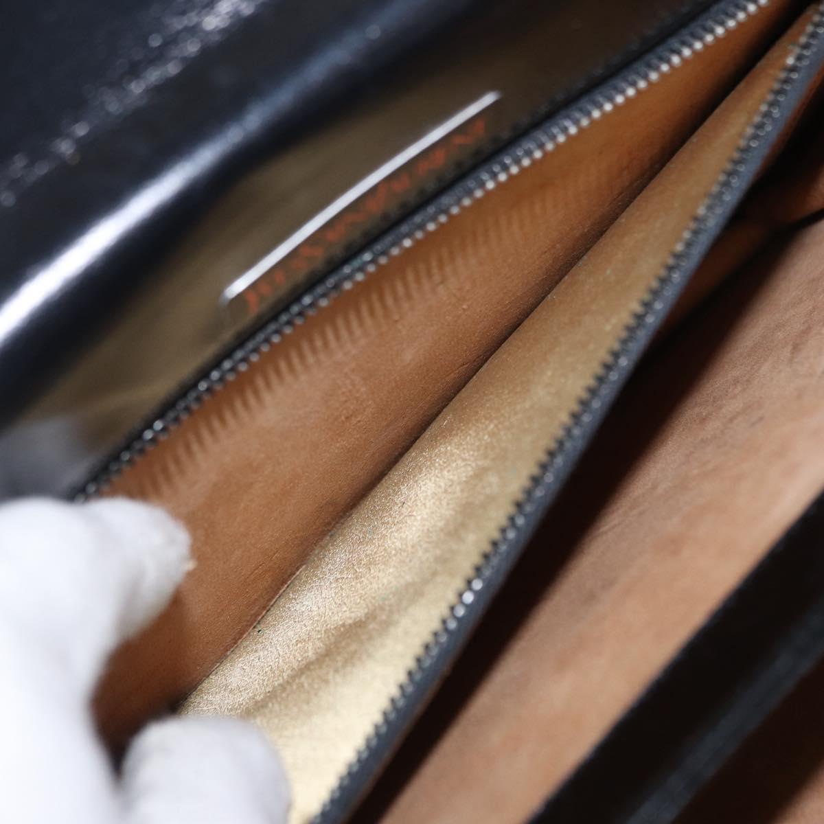 SAINT LAURENT Shoulder Bag Leather Black Gold Auth 162867