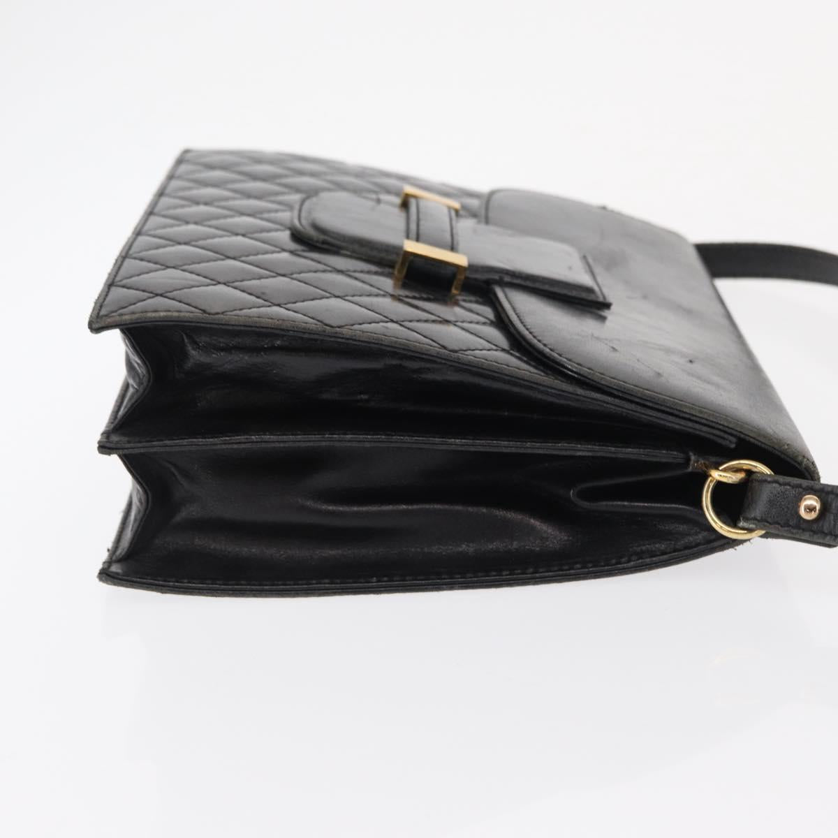 SAINT LAURENT Shoulder Bag Leather Black Gold Auth 162867
