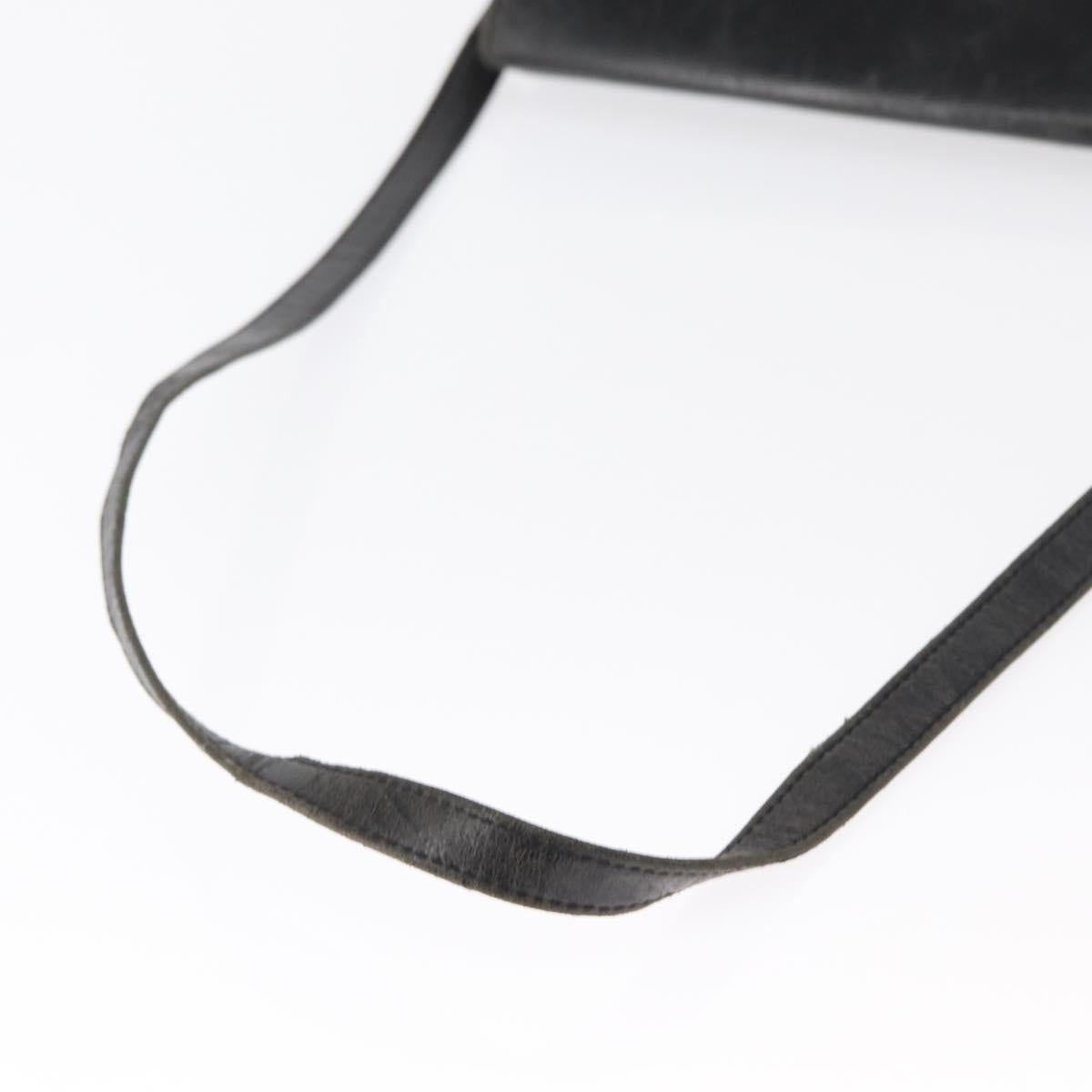 SAINT LAURENT Shoulder Bag Leather Black Gold Auth 162867