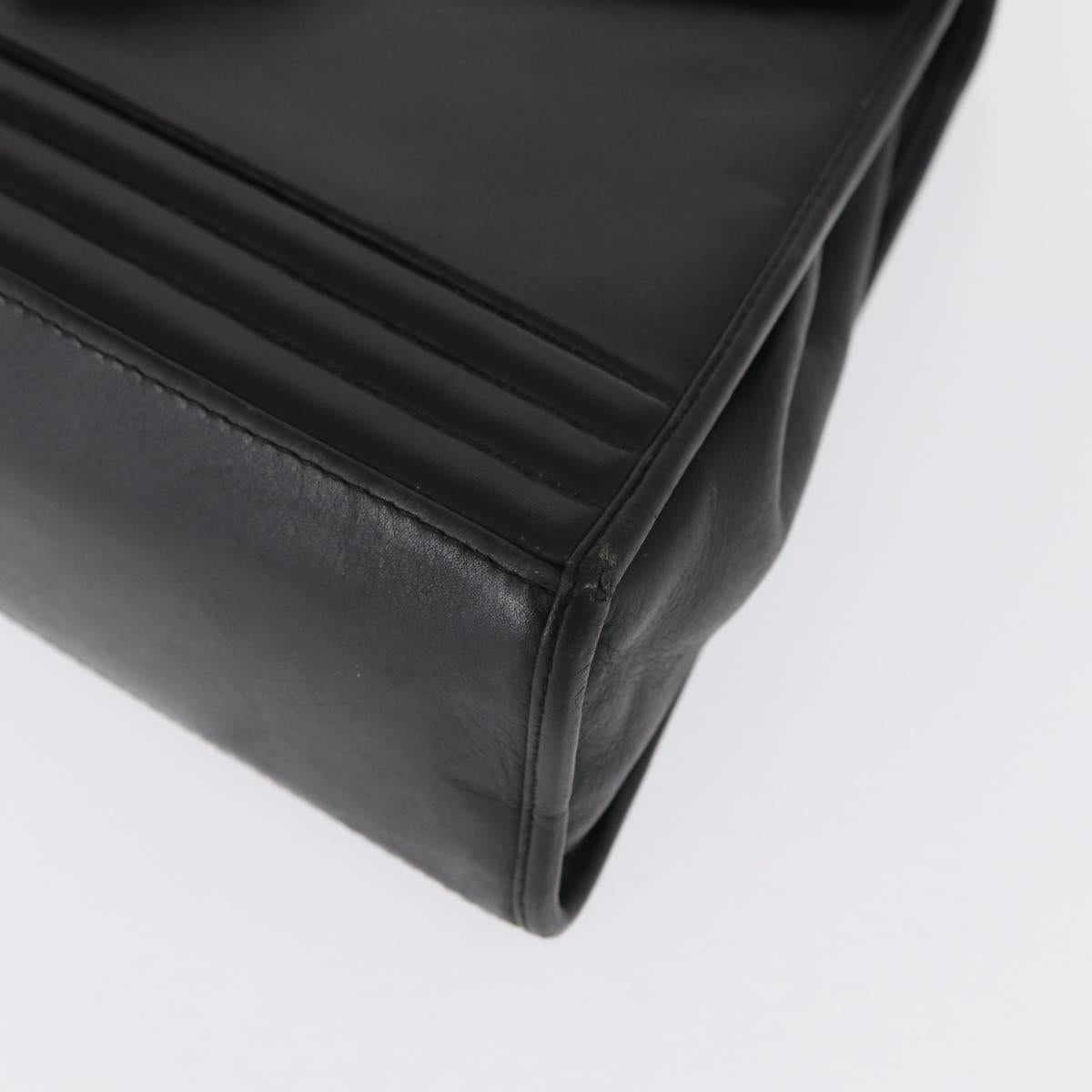 SAINT LAURENT Cassandra Hand Bag Leather Black Gold Auth 162868