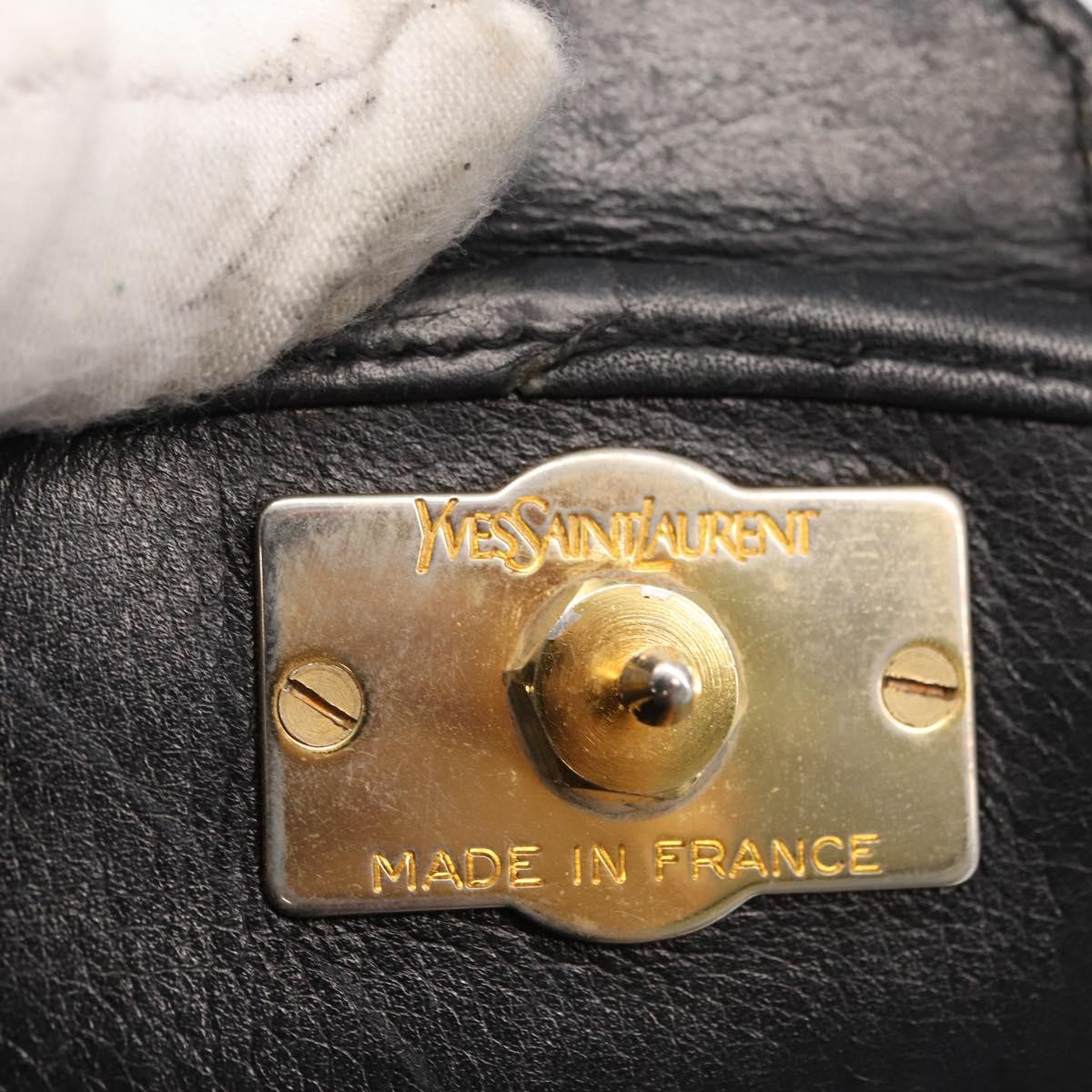 SAINT LAURENT Cassandra Hand Bag Leather Black Gold Auth 162868