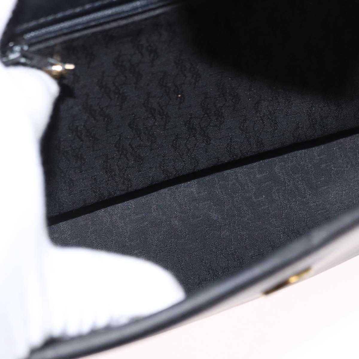 SAINT LAURENT Cassandra Hand Bag Leather Black Gold Auth 162868