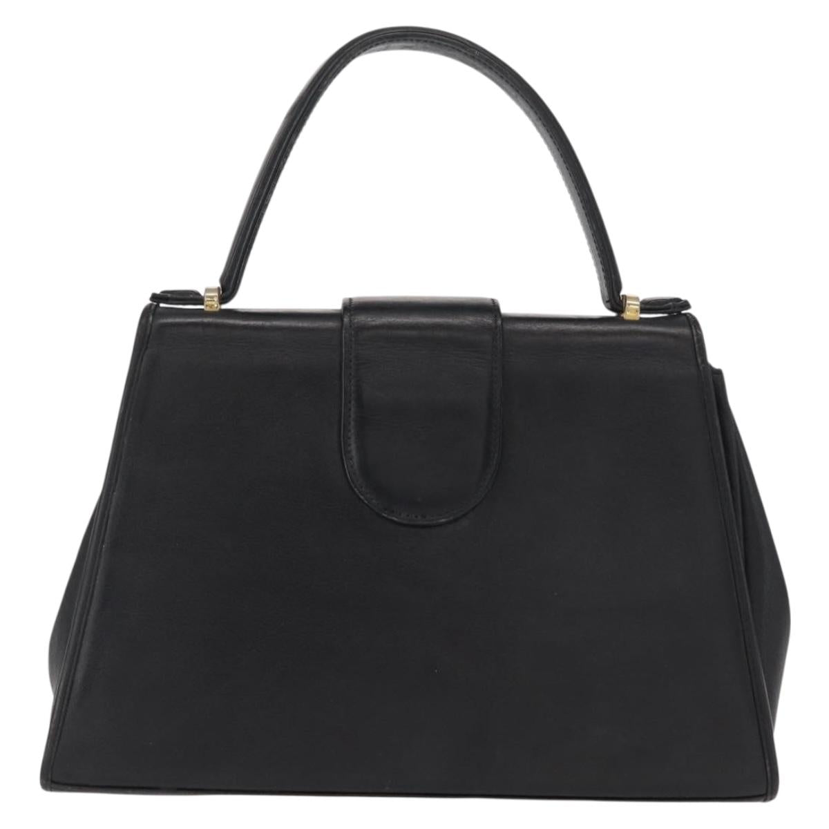 SAINT LAURENT Cassandra Hand Bag Leather Black Gold Auth 162868