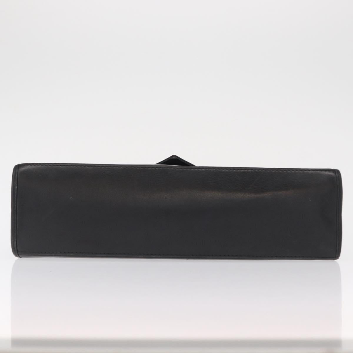 SAINT LAURENT Cassandra Hand Bag Leather Black Gold Auth 162868