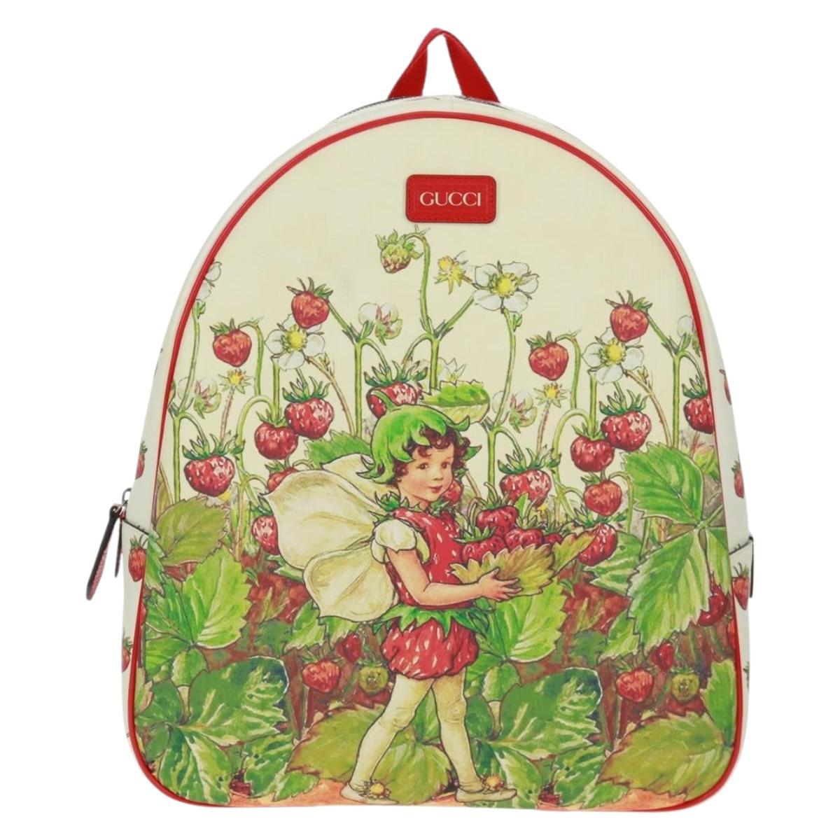 GUCCI Children's Strawberry Fairy Backpack PVC Red Silver 433578 Auth 162873SAM