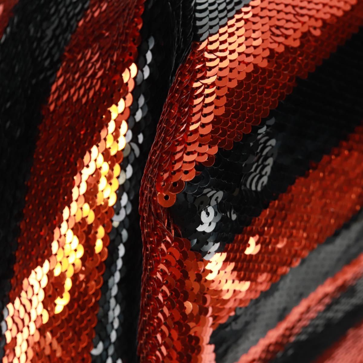 PRADA Sequin Tote Bag Nylon Orange Black Auth 162878V