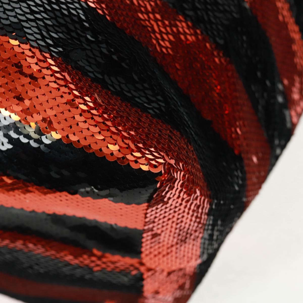 PRADA Sequin Tote Bag Nylon Orange Black Auth 162878V