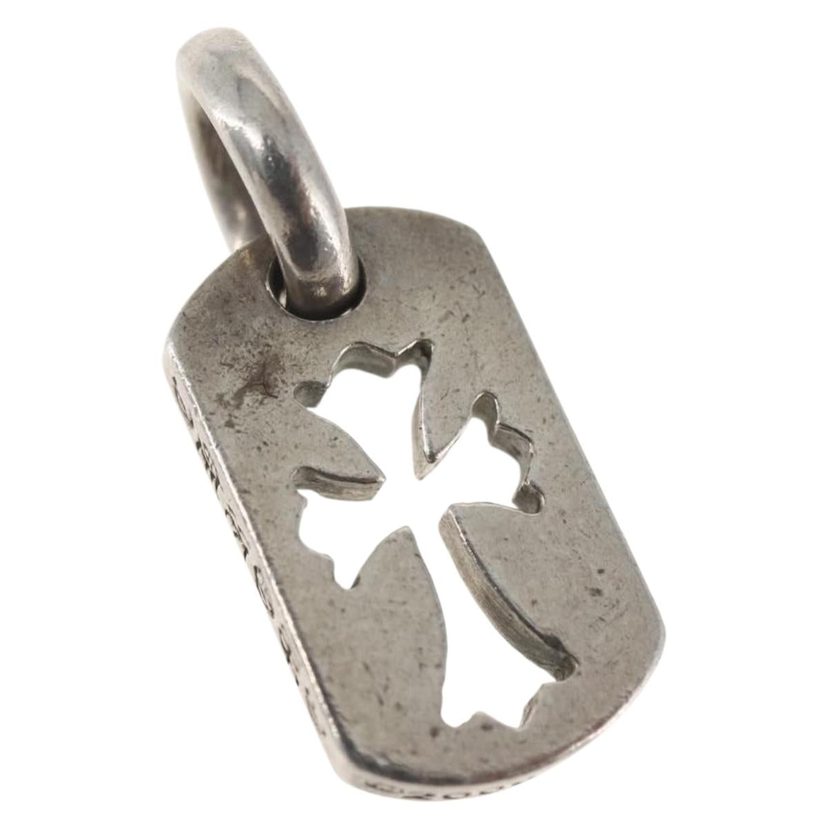 Chrome Hearts Tiny Cutout Cross Dog Tag Pendant Top Ag925 Silver Auth 162888SM