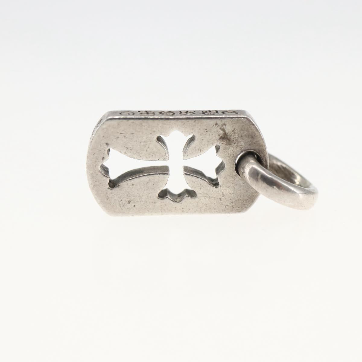 Chrome Hearts Tiny Cutout Cross Dog Tag Pendant Top Ag925 Silver Auth 162888SM