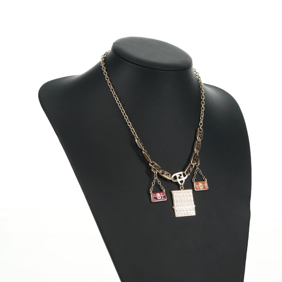 FENDI Necklace metal Gold Auth 162892V