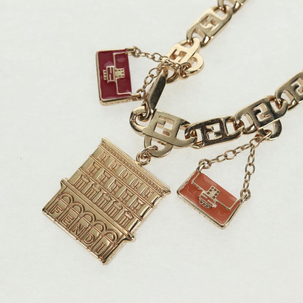 FENDI Necklace metal Gold Auth 162892V
