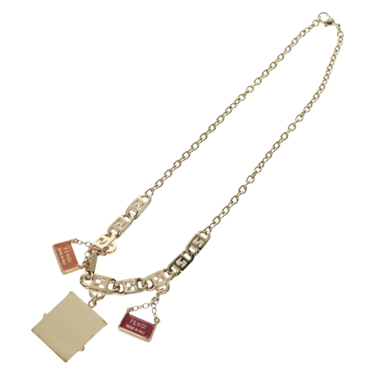 FENDI Necklace metal Gold Auth 162892V
