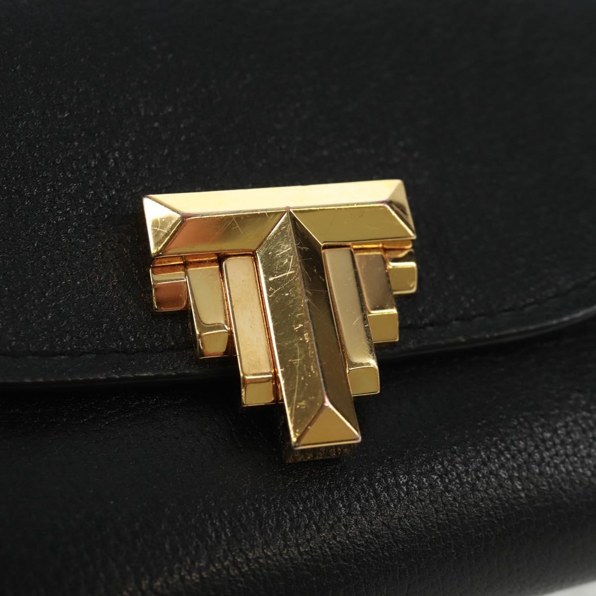 TIFFANY&Co. Bifold Wallet Leather Black Gold Auth 162920V