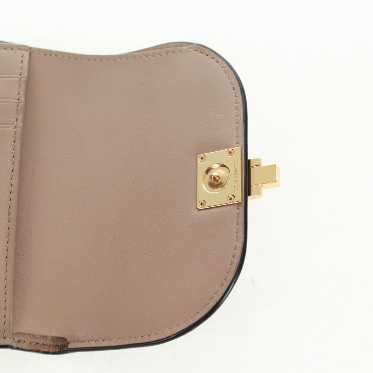 TIFFANY&Co. Bifold Wallet Leather Black Gold Auth 162920V