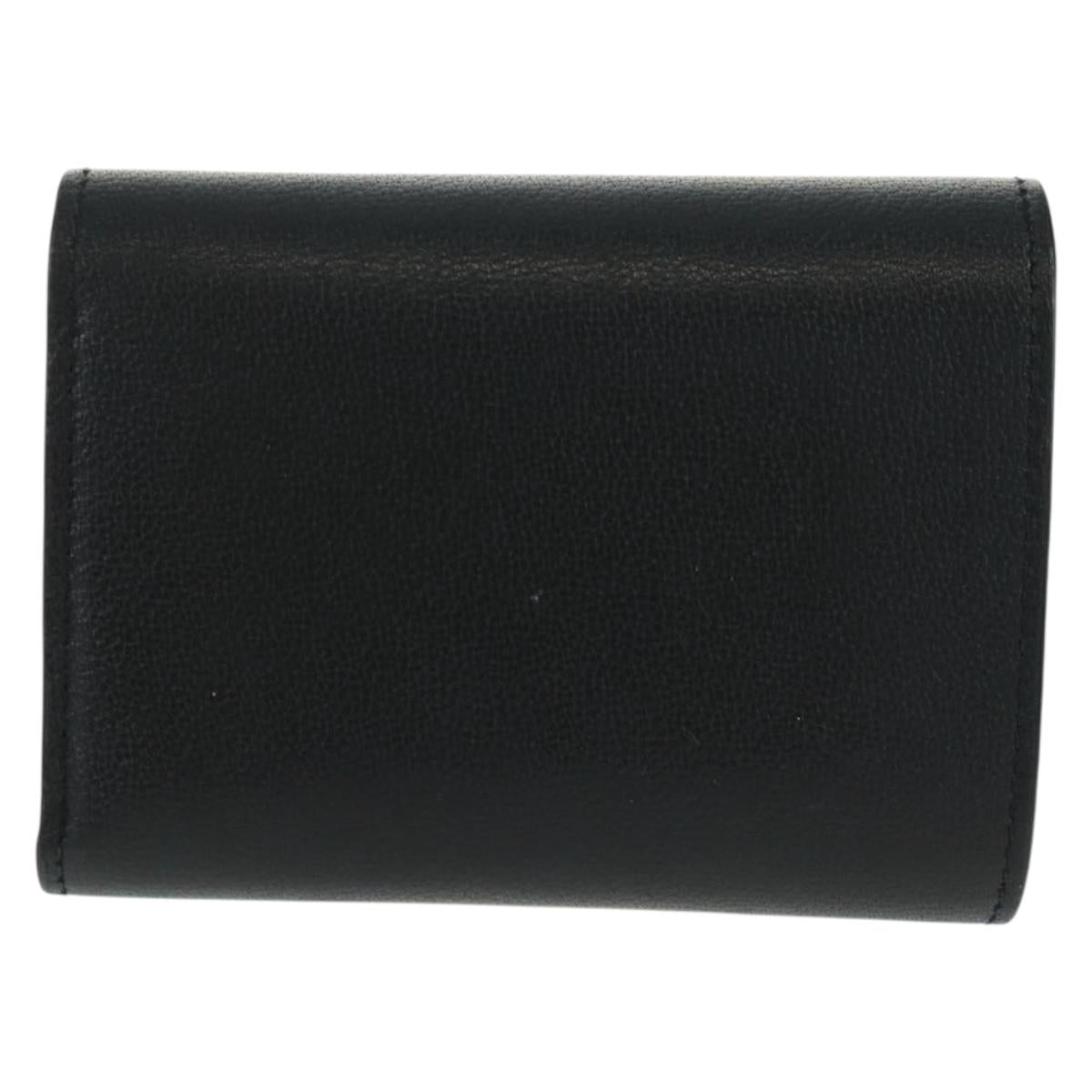 TIFFANY&Co. Bifold Wallet Leather Black Gold Auth 162920V