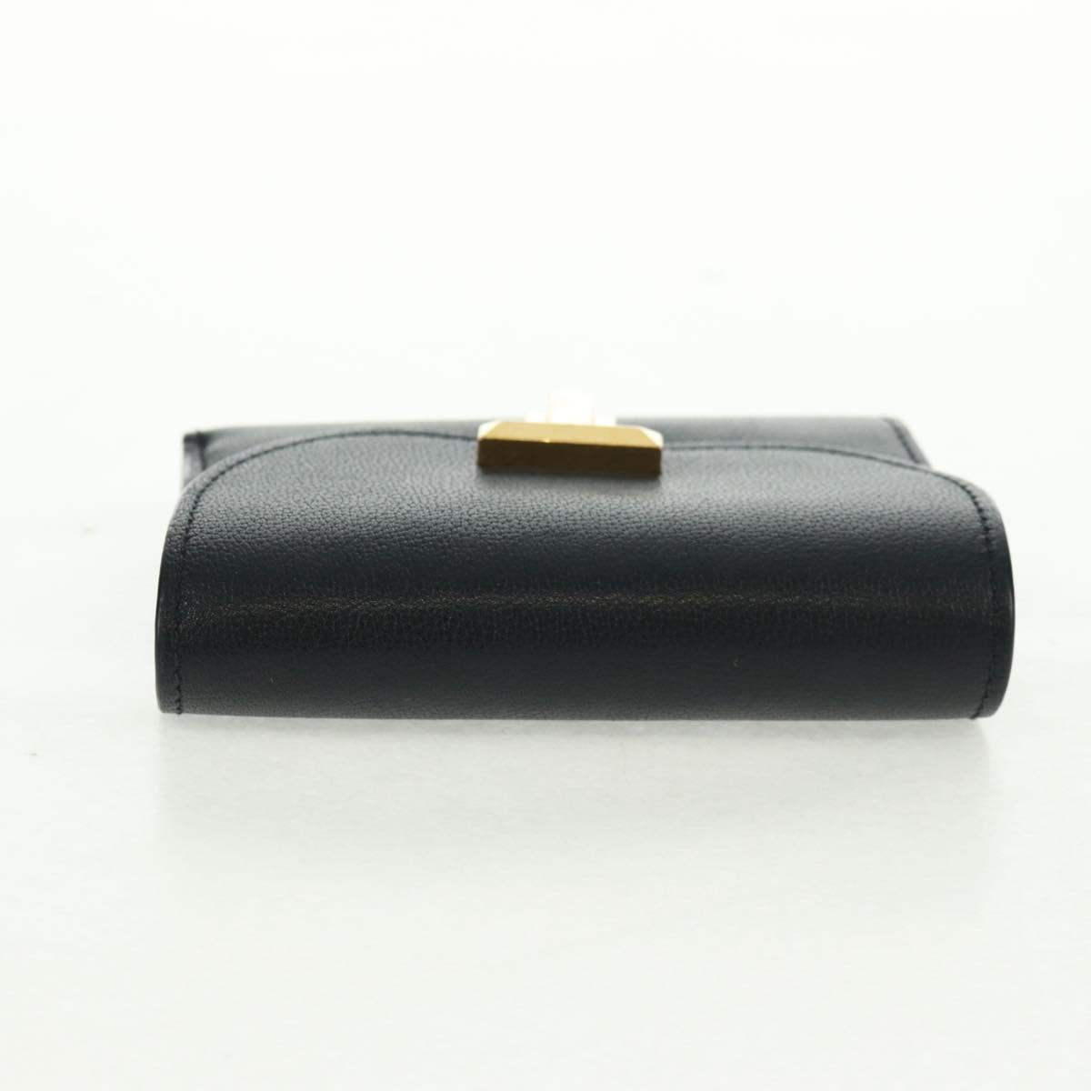 TIFFANY&Co. Bifold Wallet Leather Black Gold Auth 162920V