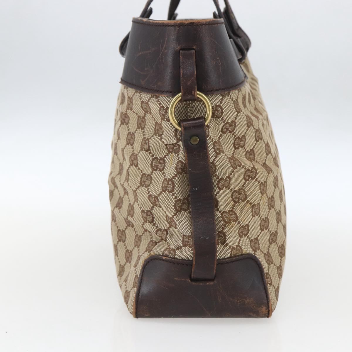 GUCCI GG Canvas Tote Bag Beige Gold 106251 Auth 162943