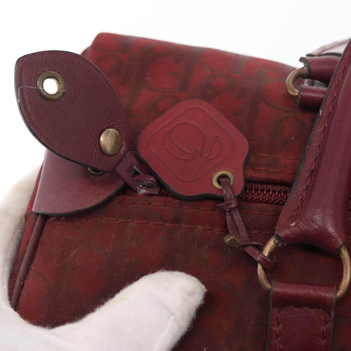 Christian Dior Trotter Canvas Boston Bag Red Gold Auth 162946
