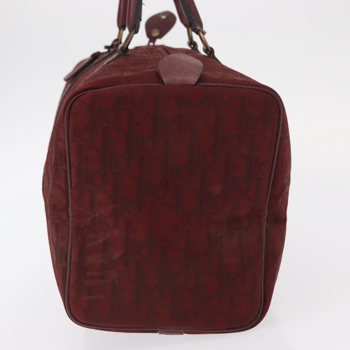 Christian Dior Trotter Canvas Boston Bag Red Gold Auth 162946