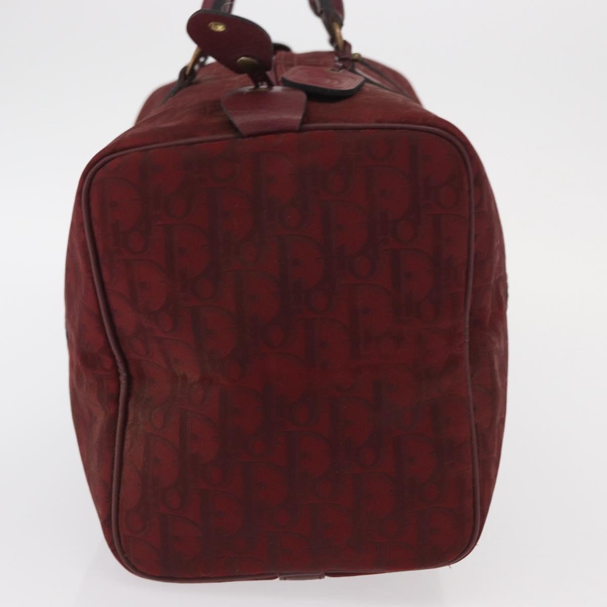 Christian Dior Trotter Canvas Boston Bag Red Gold Auth 162946