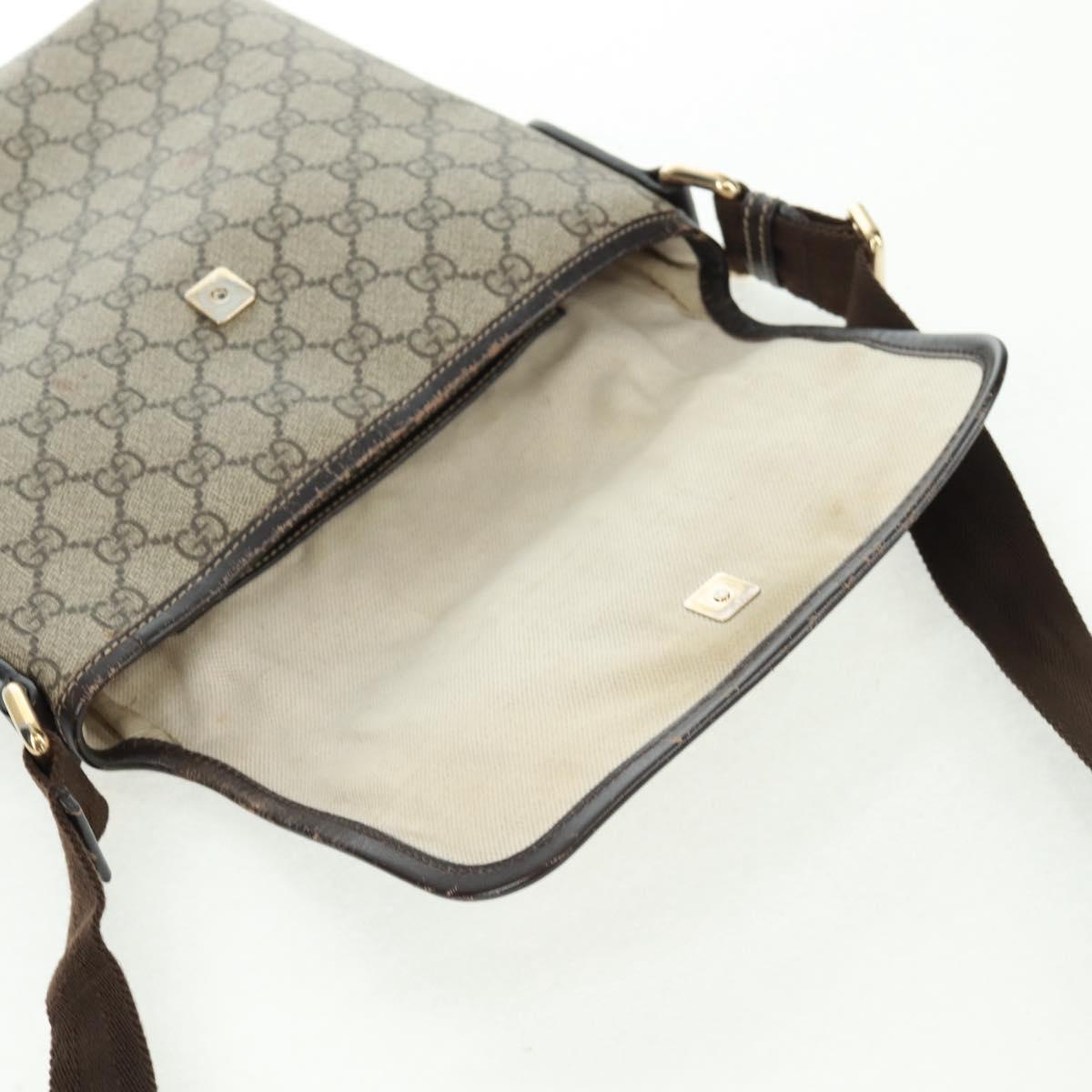 GUCCI GG Supreme Shoulder Bag PVC Beige Gold 223666 Auth 162948