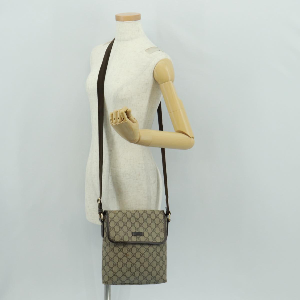 GUCCI GG Supreme Shoulder Bag PVC Beige Gold 223666 Auth 162948